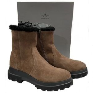 Aquatalia Kyla Brown Ankle Boots - MADE IN ITALY